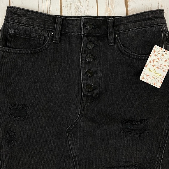 Free People Denim A-line Distressed Skirt Size‎ 27 - Picture 8 of 16